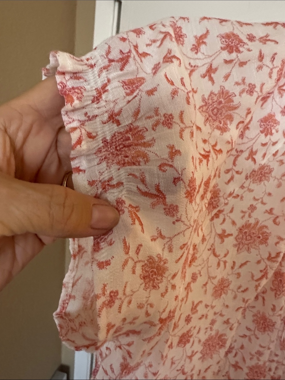 Lightweight Floral Peasant Blouse in Pink and Cream - Picture 2 of 5